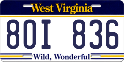WV license plate 8OI836