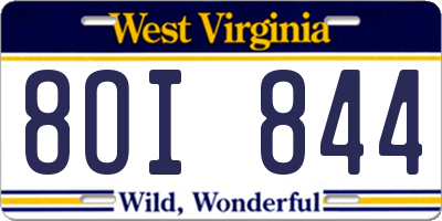 WV license plate 8OI844