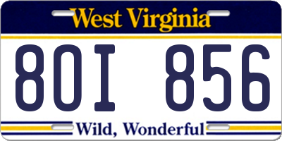 WV license plate 8OI856