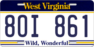 WV license plate 8OI861
