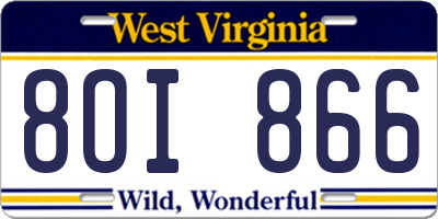 WV license plate 8OI866