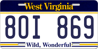 WV license plate 8OI869