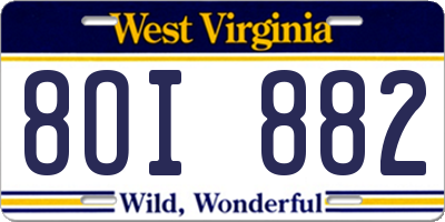 WV license plate 8OI882