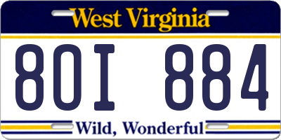 WV license plate 8OI884