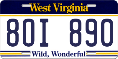 WV license plate 8OI890