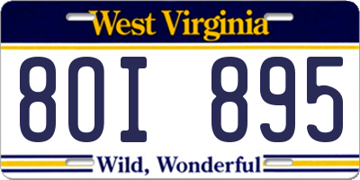 WV license plate 8OI895