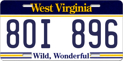 WV license plate 8OI896