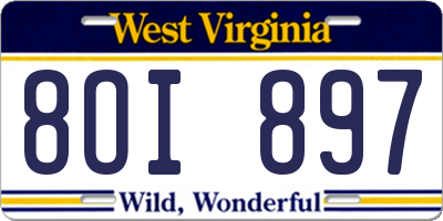 WV license plate 8OI897