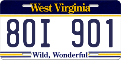 WV license plate 8OI901