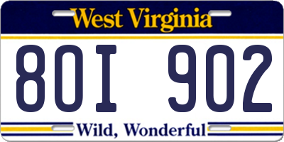 WV license plate 8OI902