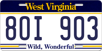 WV license plate 8OI903
