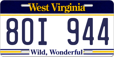 WV license plate 8OI944