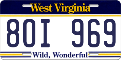 WV license plate 8OI969