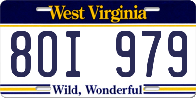WV license plate 8OI979