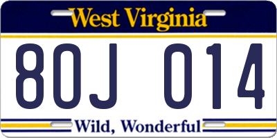 WV license plate 8OJ014