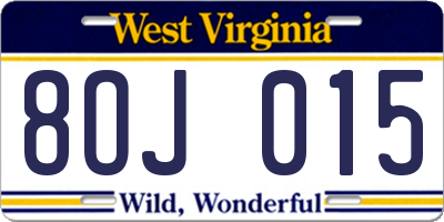 WV license plate 8OJ015