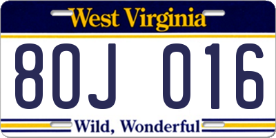 WV license plate 8OJ016