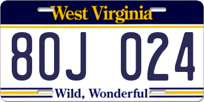 WV license plate 8OJ024