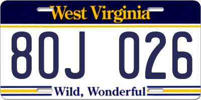 WV license plate 8OJ026