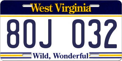 WV license plate 8OJ032