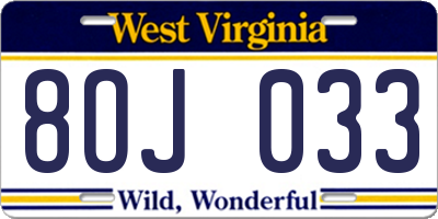 WV license plate 8OJ033