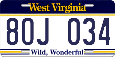 WV license plate 8OJ034