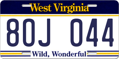 WV license plate 8OJ044