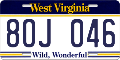 WV license plate 8OJ046