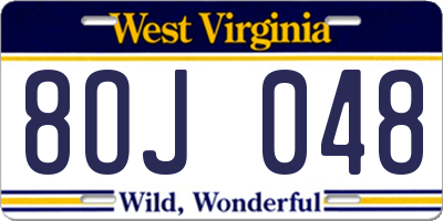 WV license plate 8OJ048
