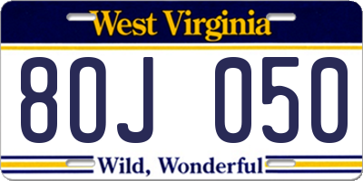 WV license plate 8OJ050