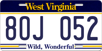 WV license plate 8OJ052