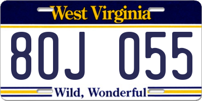 WV license plate 8OJ055
