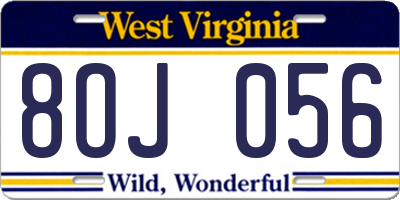 WV license plate 8OJ056