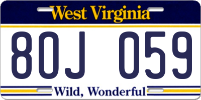 WV license plate 8OJ059