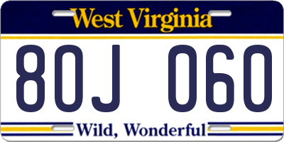 WV license plate 8OJ060