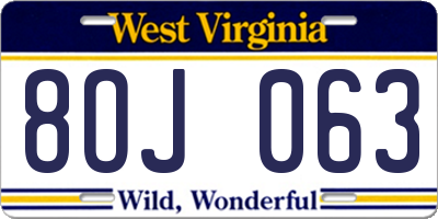 WV license plate 8OJ063