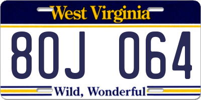 WV license plate 8OJ064
