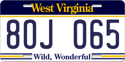 WV license plate 8OJ065