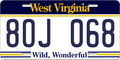 WV license plate 8OJ068