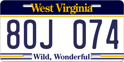 WV license plate 8OJ074