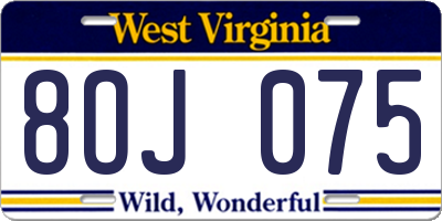 WV license plate 8OJ075