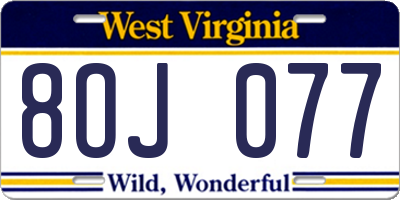 WV license plate 8OJ077