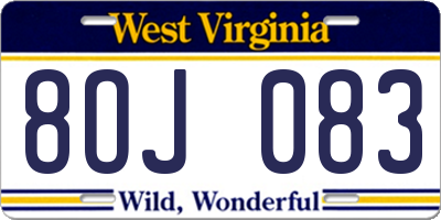 WV license plate 8OJ083