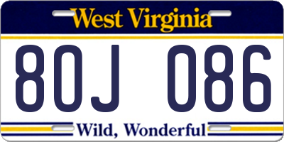 WV license plate 8OJ086