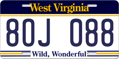 WV license plate 8OJ088