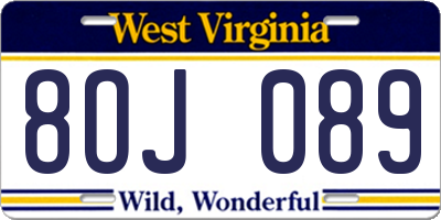 WV license plate 8OJ089