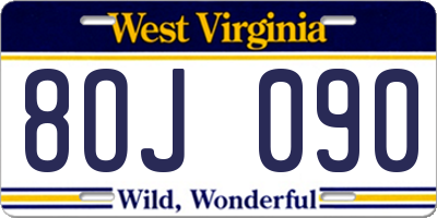 WV license plate 8OJ090