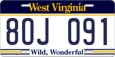 WV license plate 8OJ091