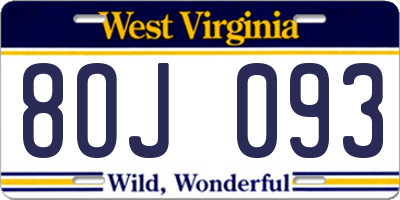 WV license plate 8OJ093