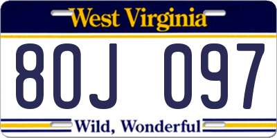 WV license plate 8OJ097